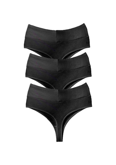 Vanilya Secret String Yüksek Bel Toparlayıcı Pamuk 3'lü Paket Çok Renkli