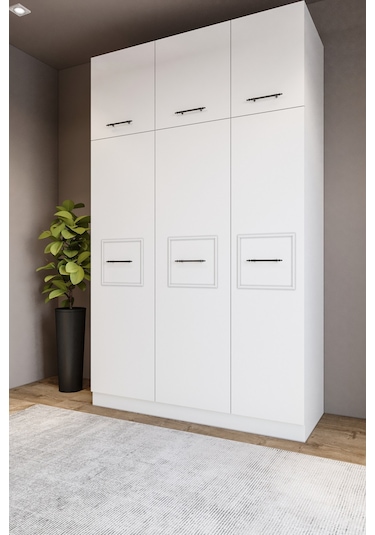 Zarif 6 Kapaklı 10 Bölmeli Beyaz Dolap
