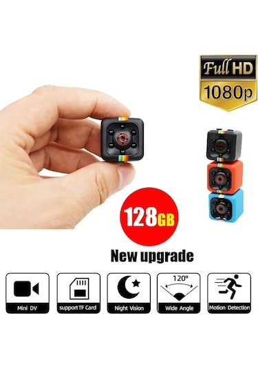 Qingmipy Küçük Taşınabilir 1080p Hd Kameralar, Geniş Açı Görüş, Hareket Algılama, 100 Dakika Çalışma Süresi, Siyah 32g Tf Kart Desteği