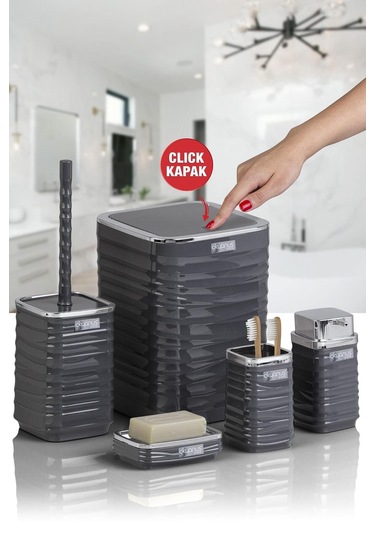 Luna 5li Banyo Set. Krom-antrasit Gri
