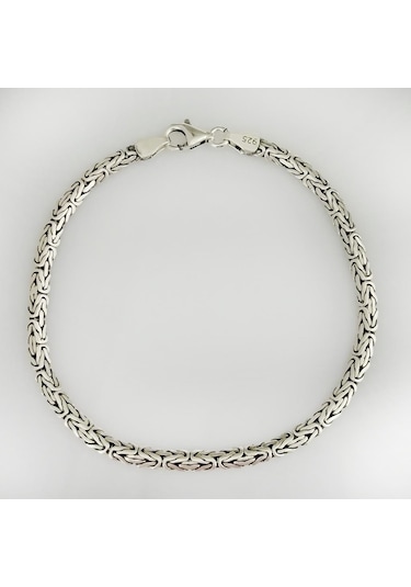 Omar Silver Erkek Kral Yassı Ezme Balık Sırtı 925 Ayar Gümüş Bileklik