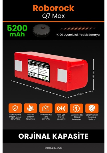 Roborock Q7 Max Uyumlu 5200mah Robot Süpürge Bataryası