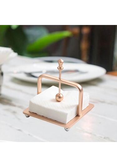 Homyl Peçetelik Metal Dekoratif İçecek Peçete Kutusu Yemek Gül Altın