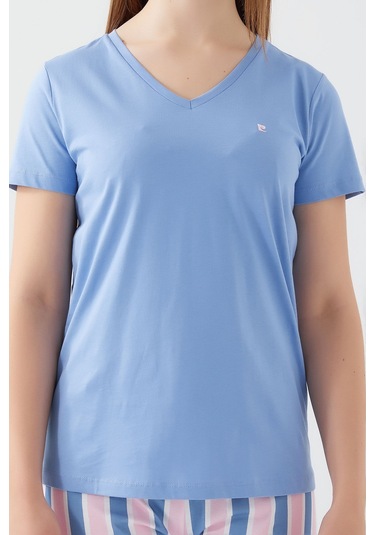 Pierre Cardin 8596 Kadın Kısa Kol Pijama Takım İndigo Mavi İndigo