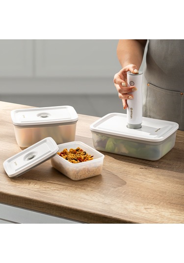 Emsan Freshlock Vakum Makineli 3'lü Saklama Kabı Beyaz