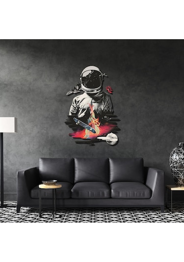 Sürrealist Astronot Metal Tablo