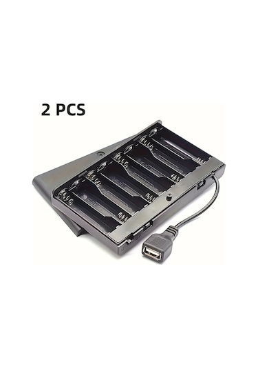 Cordial 2 Adet 8 Aa Pil Kutusu Kapaklı Açma Kapama Anahtarlı Usb Güç Portlu