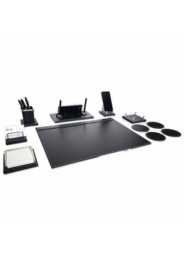 Prozenis Aksu Krom Detaylı İsimlikli Sümen Takımı Lüks Ofis Seti