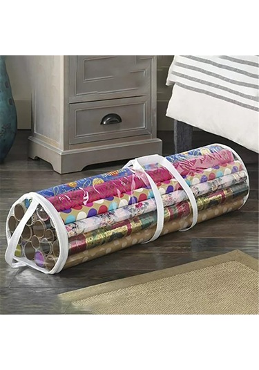 Singree Pvc Şeffaf Noel Paket Kağıdı Depolama Çantası, 40 İnç, Taşımakoldu Ve Zipperli, Geniş Kapasiteli, Katlanabilir Beyaz