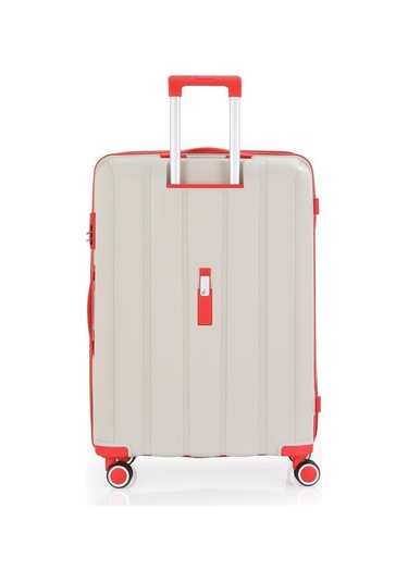 Mçs Bavul Büyük Ve Orta 2li Set Kırılmaz Silikon Valiz V305 Kemik/mercan Bej