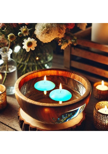 50'li Paket 3.5 Cm Turkuaz Yüzen Mumlar Turkuaz