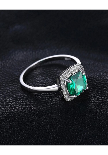 Brezza Lusso Jewelry Zümrüt Taşlı Diamond Tektaş Kare Kadın Gümüş Yüzük 13