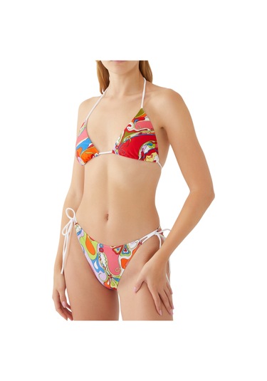 Pucci Desenli Üçgen Bikini Üstü Çok Renkli
