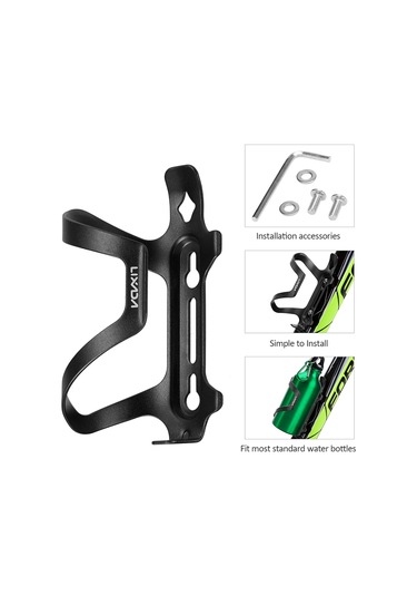 Lixada Hafif Bisiklet Şişe Tutucu Alaşım Mtb Su Şişesi Y12001b Siyah Siyah