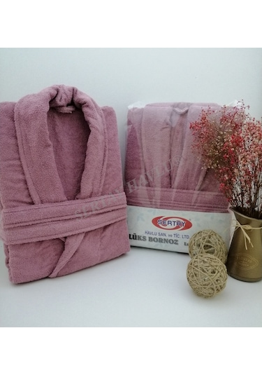 Sertay Havlu %100 Pamuk Bukle Lüks Tek Bornoz S0066 Gülkurusu