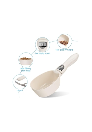Kaşık Tartısı, Köpek Maması, Elektronik Ölçüm Kaşığı, Dijital Beyaz