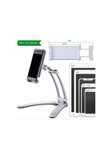 Suntek Duvara Monte Masaüstü Cep Telefonu Tablet Tutucu Stand Gümüş S