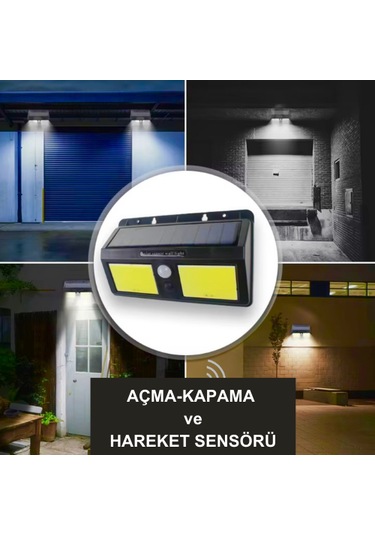 Sensörlü Solar Led Çiftli Duvar Tipi Aplik Led Su Geçirmez 96cob