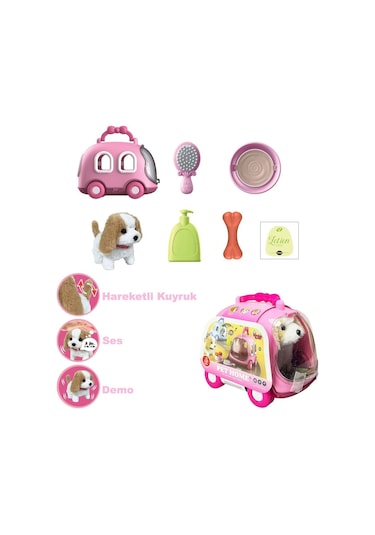 Jnd-6802 Taşıma Araba Çantalı Hareketli Pilli Köpek Set -vardem Oyuncak