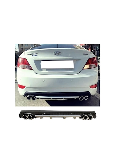 Hyundai Accent Blue Uyumlu Gri Difüzör Çiftli Yuvarlak Egzoz Görünümlü D Tip Difizör