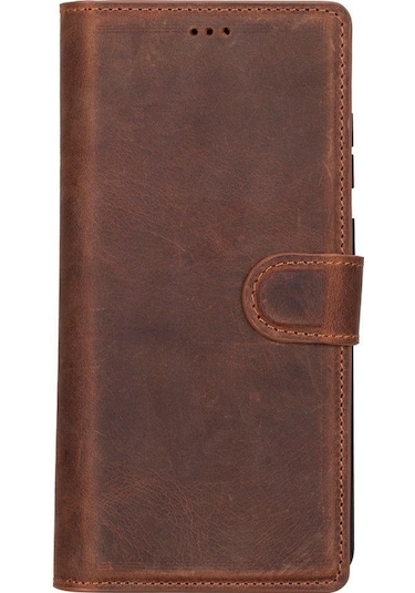 Toyigoo Toyigoo Samsung Galaxy S25 Ultra Uyumlu, Hakiki Deri, El Yapımı, Cüzdanlı Kılıf, Antik Kahve