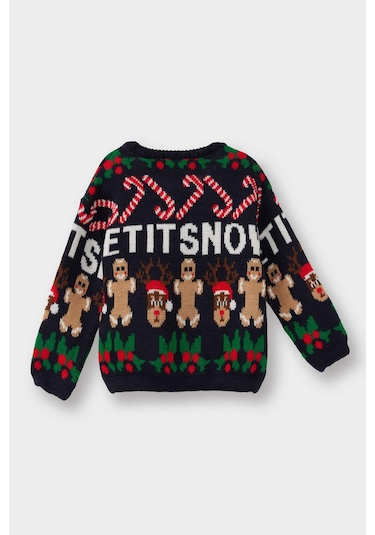 Defacto Erkek Bebek Yılbaşı Temalı Triko Kazak F2588a525wnnv134 Lacivert-nv134