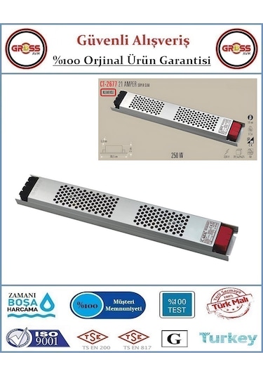Cata 2677 Led Trafo Süper Slim Fansız - 21 Amper