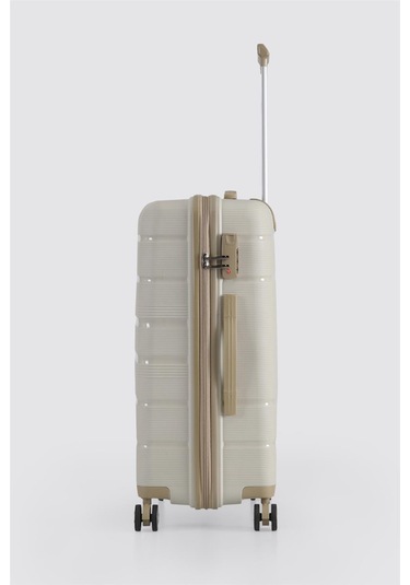 Ççs 5247 Polipropilen Büyük Boy Valiz Beyaz-bej Beyaz - Bej