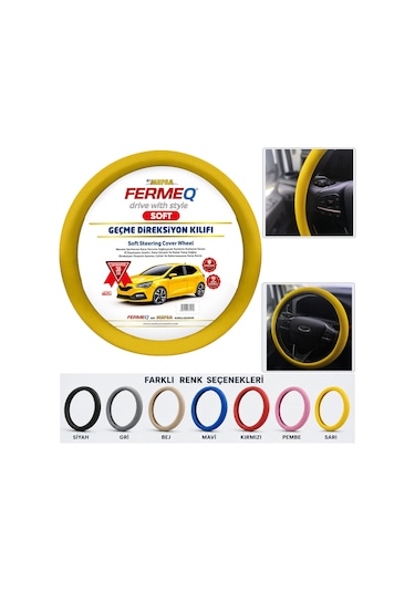 Direksiyon Kılıfı Geçme 38cm Soft Sarı Dkg001y Fermeq