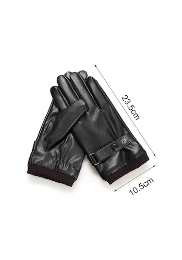 Kış Rüzgar Geçirmez Dokunmatik Ekran Suni Deri Bisiklet Eldiven 001