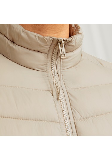 Jack&jones Sprint Puffer Colar Erkek Bej Dik Yaka Mont Bej