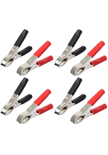 7.5cm Krokodil Akü Maşa Orta Boy Kırmızı+ Siyah- 4lü Takım Set