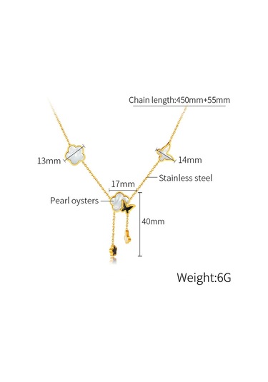 Sones Opk Gx2439 Paslanmaz Çelik Kelebek Çiçek Püskül Kolye Kemik Zincir Altın