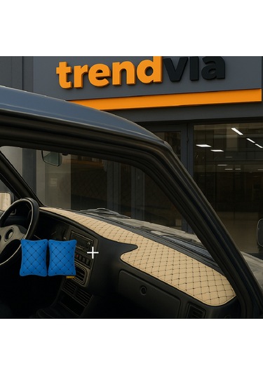 Tofaş Şahin Doğan Kartal Yüksek Ön Göğüs Bej-siyah Torpido Kılıfı / Mavi-siyah Boyun Yastığı