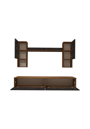 Decoraktiv Eko 5da Mdf Std Tv Ünitesi Tv Sehpası Ceviz - Siyah Mermer