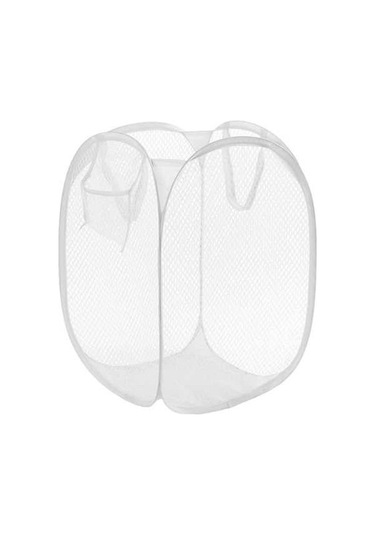 Pazly Suntek Örgü Katlanabilir Çamaşır Sepeti, Beyaz Renkli Pratik Eşya Deposu Diğer