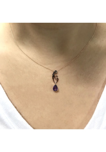 Ariş Ametist Altın Anne Çocuk Kolyesi