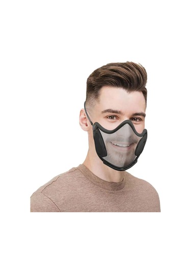 Qingmipy Yeniden Kullanılabilir Yıkayabilir Şeffaf Maske - Toz Ve Duman Koruma, Rahat Nefes Alma, Değiştirilebilir Filtre Siyah