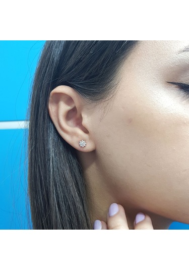 Lova Baget ve Yuvarlak Pırlanta Taşlı Larsa Küpe -  3040039