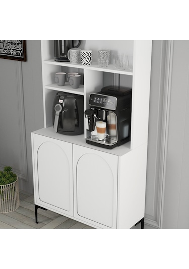 Lyon Kahve Köşesi 80cm - Beyaz / Siyah