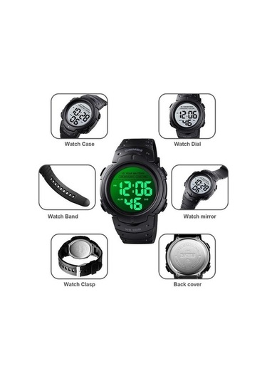 Yingfu Yeni Siyah Skmeı Spor Saatler Erkekler Dijital 100 M Su Geçirmez Çok Fonksiyonlu Kol Saatleri Adam 1560 Çok Renkli Çok Renkli