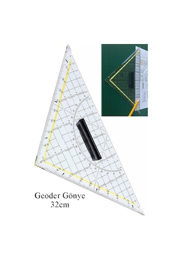 Geoderik Üçgen Cetvel 32cm Ve Pistole Cetvel Takımı Yağlı Parşömen Milaj Kağıdı Eşel Takımı Modalist Terzi Çizim Çok Renkli