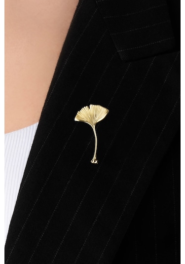 Gelincik 18 Ayar Sarı Altın Kaplama Gümüş Broş Sarı Altın Kaplama