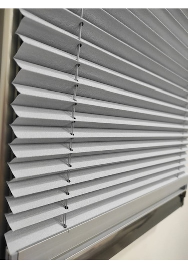 Plise Katlanır Cam Balkon Perdesi - Ofis Perdesi - Mutfak Perdesi - Salon Perdesi Beyaz Beyaz