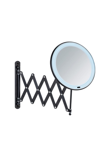 Wenko Mafsallı Ayarlanabilir Led Makyaj Aynası 5x Zoom Siyah Siyah