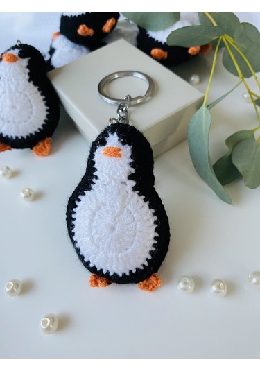 Fynbos Amigurumi Penguen Figürlü El Yapımı Anahtarlık
