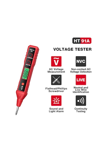 Springsun Habotest Ht91a Temassız Dijital Voltaj Dedektörü 12 400v Kırmızı Pil Yok