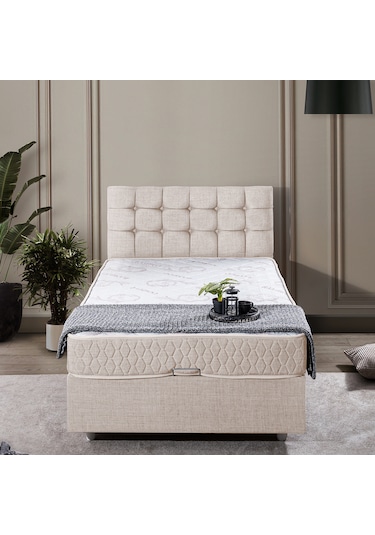 Venedik Tek Kişilik Baza Başlık Comfort Ortopedik Yatak Seti - Krem 90 x 190