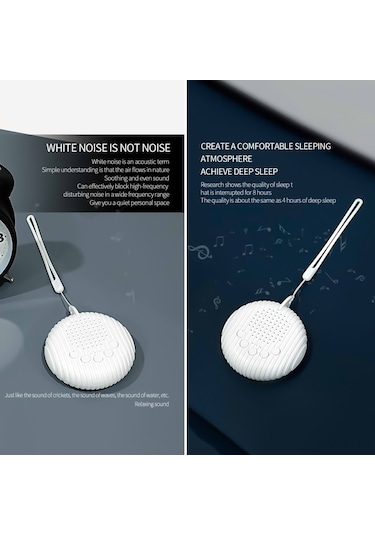 Geekyou Q3 Bebek Uyku Cihazı Taşınabilir: Zamanlayıcı, Ses Ayarlı, Otomatik Gürültü Algılama, 300mah Pil, Beyaz Beyaz