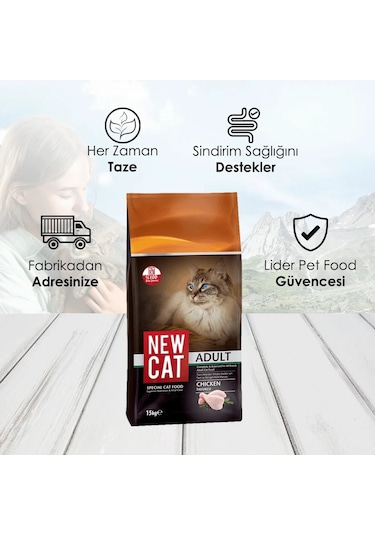 Newcat Tavuklu Yetişkin Kedi Maması 15 KG